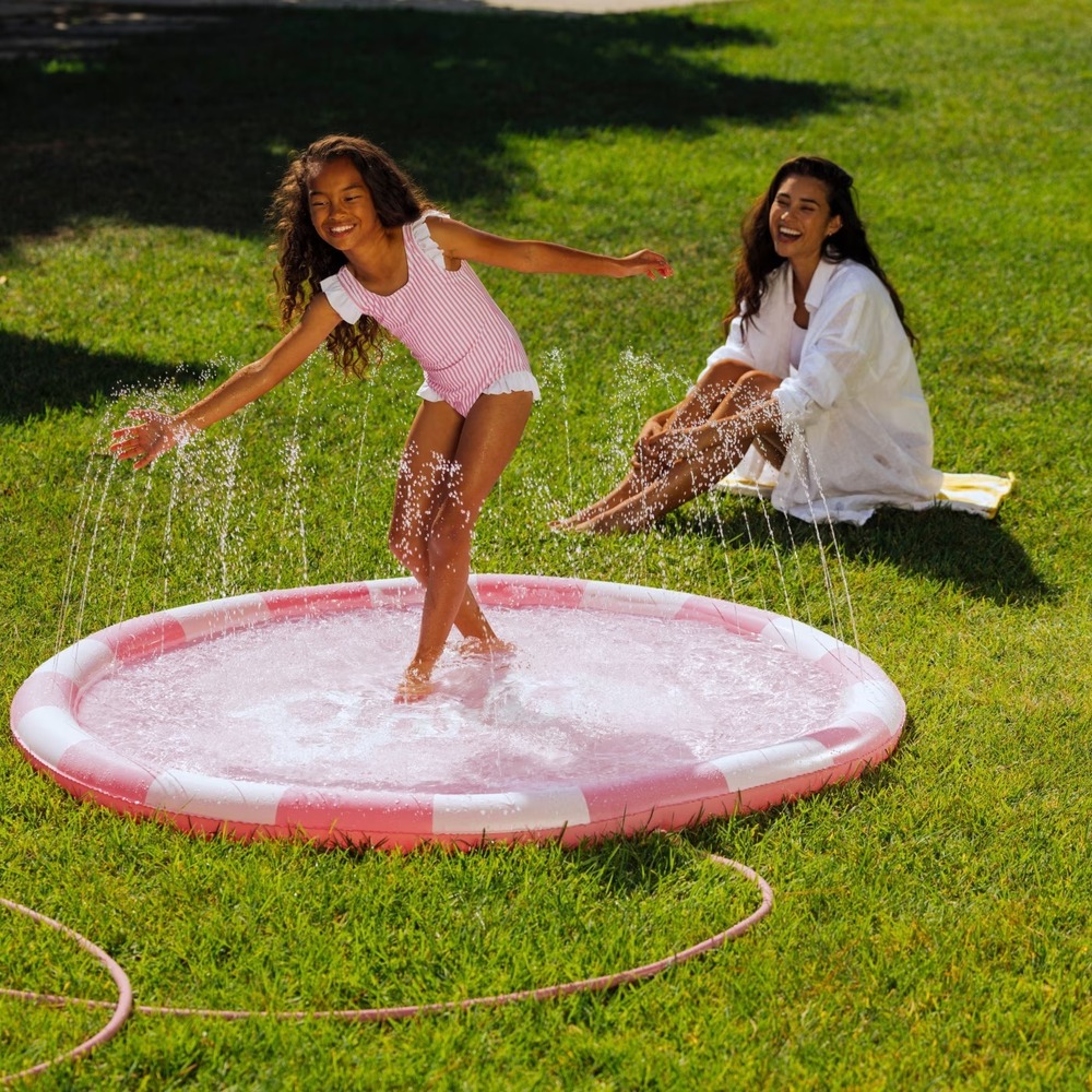 Barbie Water Splash Pad Sprinkler‎ 64" Pink Stripe Girls Backyard Cool Off New